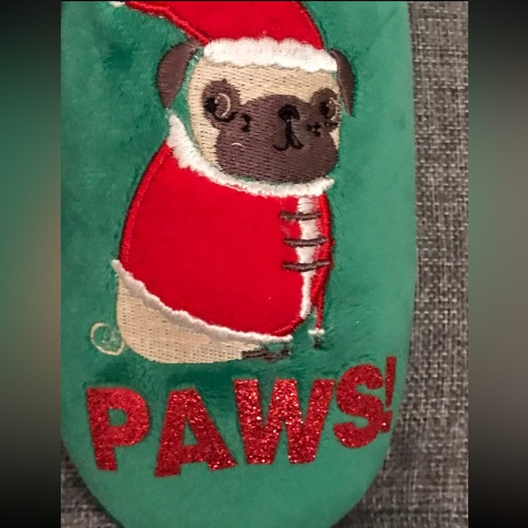 Christmas Slippers Dog Embroidery Womens 5-6 - Picture 5 of 8